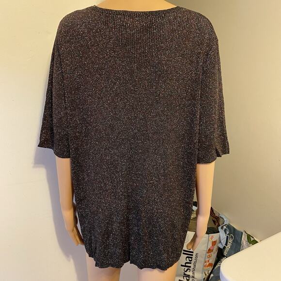 August Silk Knits Womens Cream Silk Knit V-Neck Pullover T-Shirt Size 1X - Picture 6 of 8